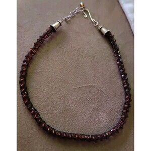 Hand Woven Beaded Brown Hue Choker Necklace Strong Thread Hook Clasp